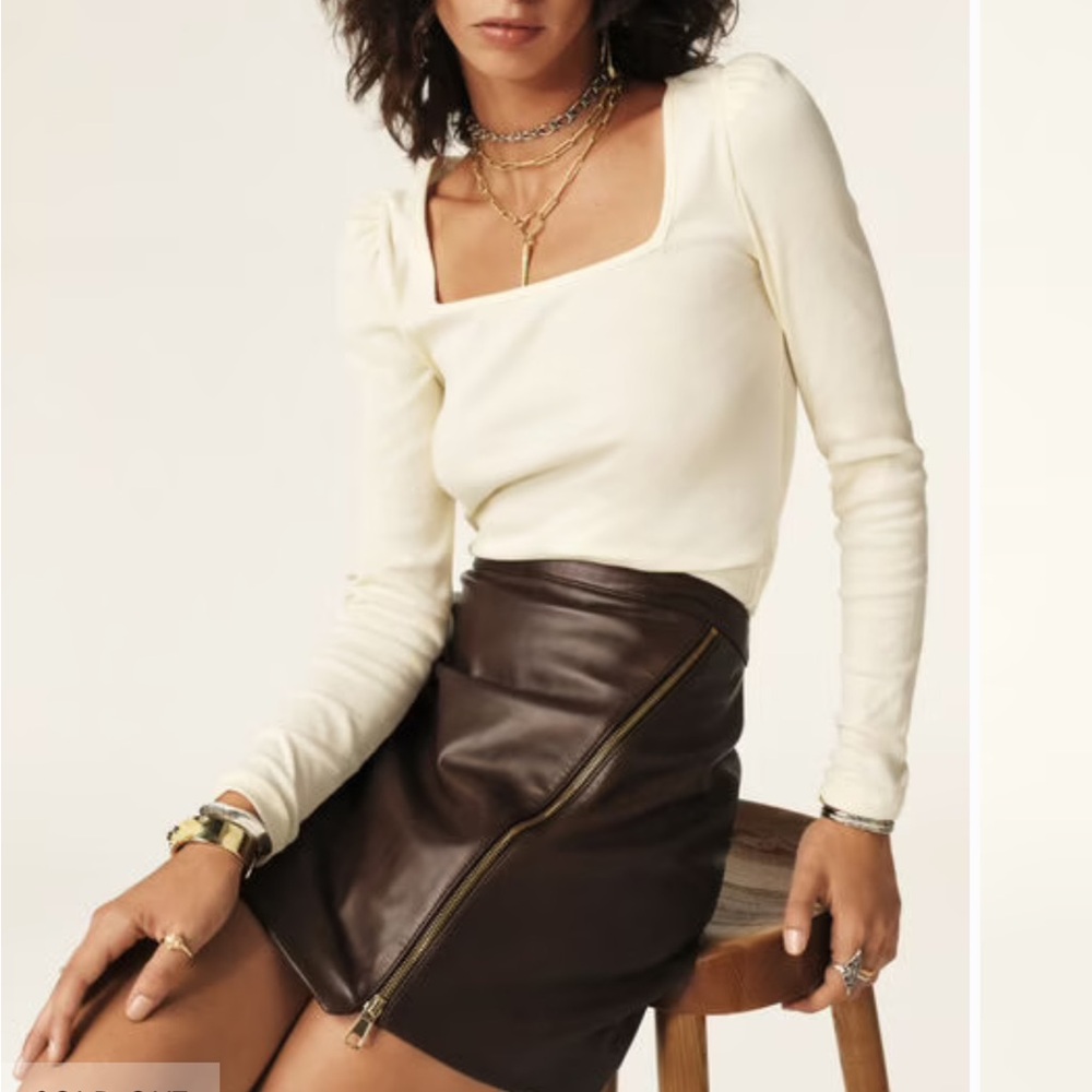ba&sh Oprah Square Neck Top in Ecru